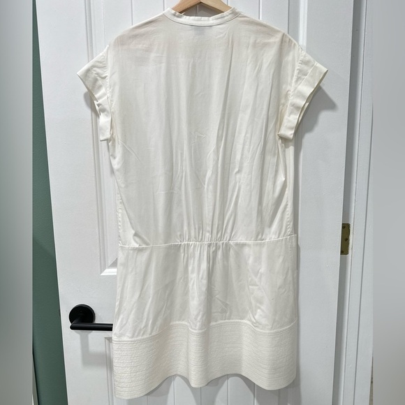 Vince Cuffed-Sleeve Stretch Poplin Mini Dress in White - Picture 5 of 7